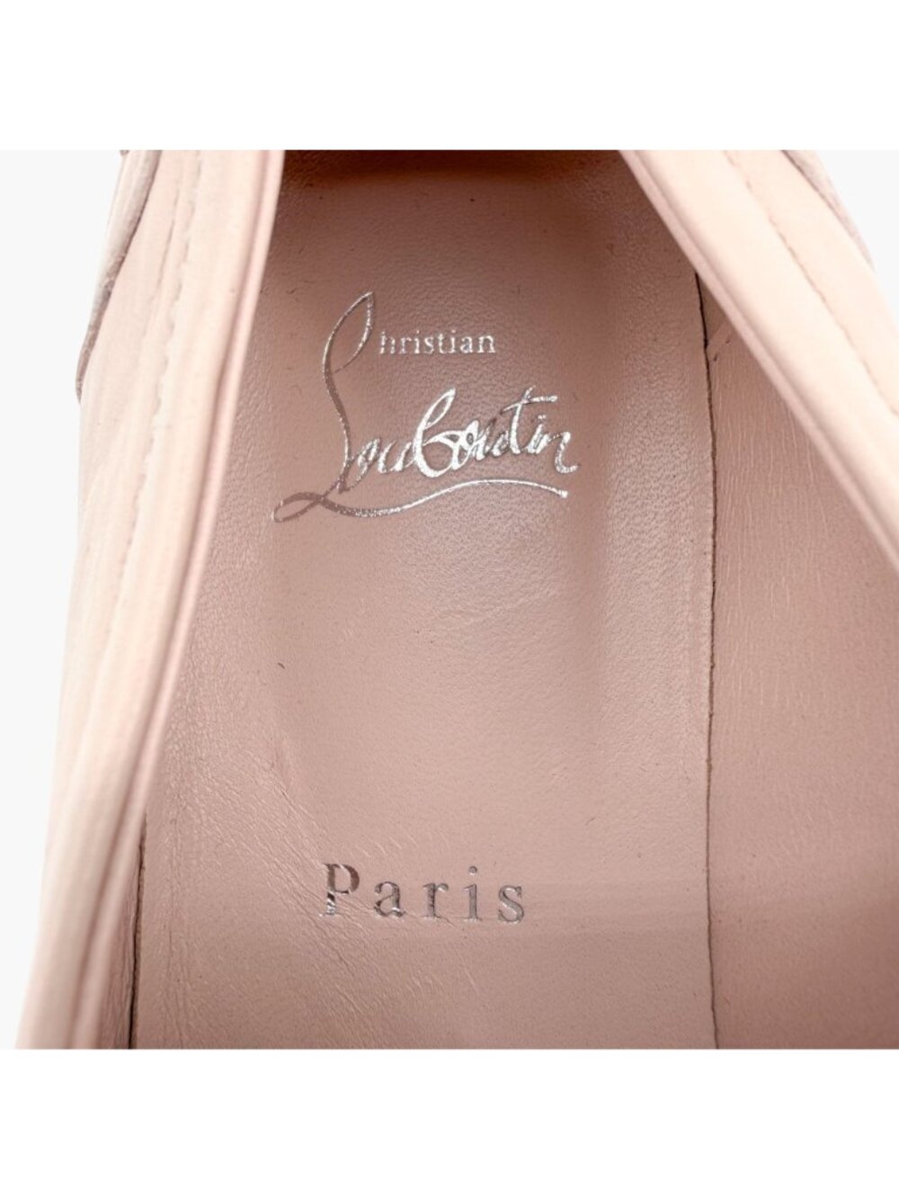 Christian Louboutin CL Moc Lug Leather Loafers Nude Beige Size 37 US 7 Women's - Picture 15 of 15